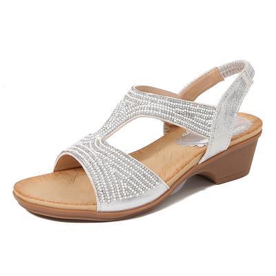2025Ladies Shoes Bohemian New Fashion Rhinestone Sandals Korean Version Platform Wedge Women's Shoes