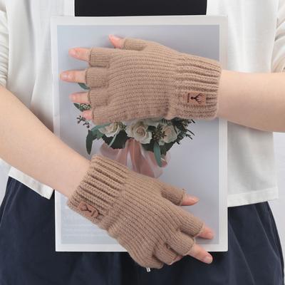 1 Paar Winter Kurze Halbfinger Fingerlose Strick Handgelenkwärmer Warme Stretch Arbeitshandschuhe für Damen und Herren Fahrradzubehör
