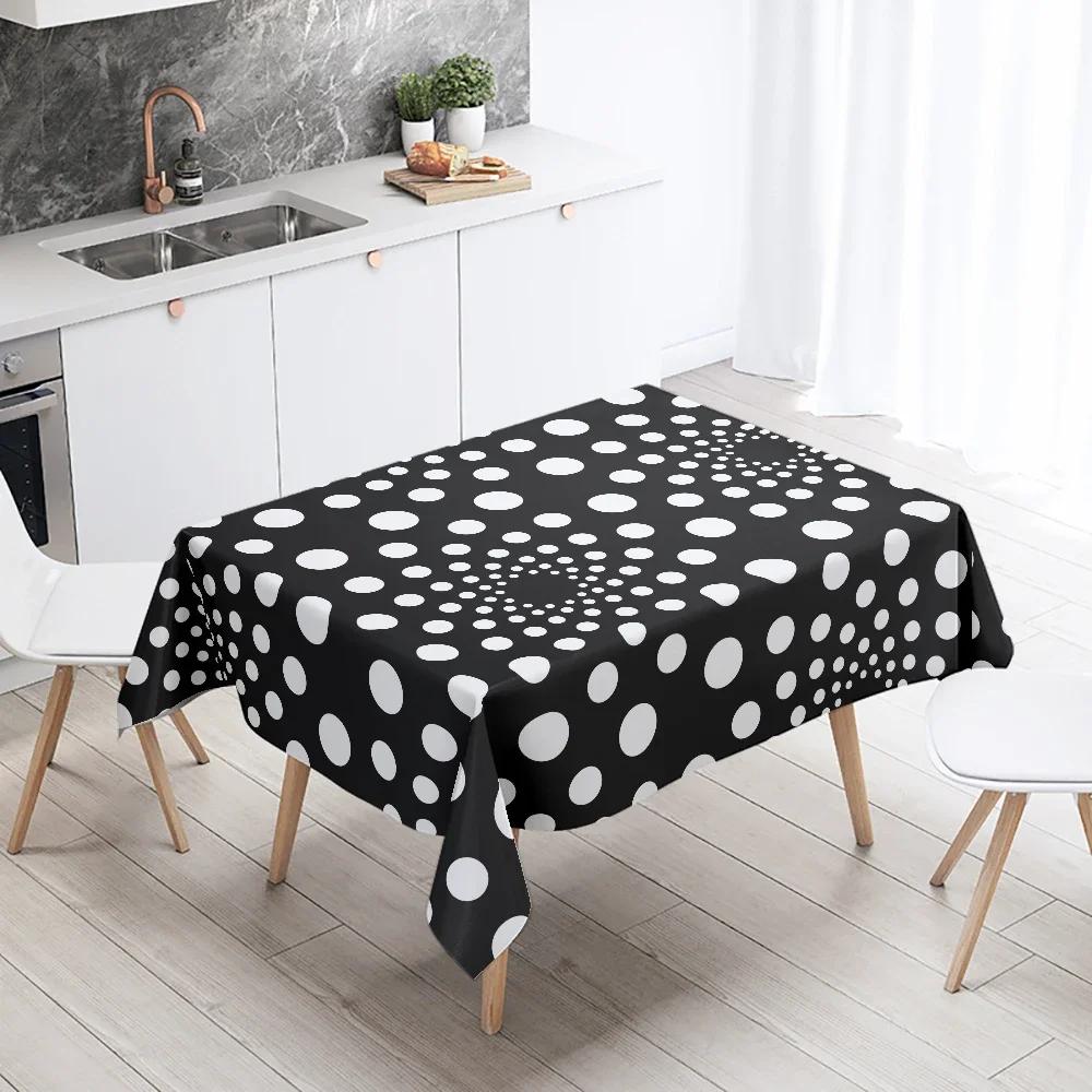 Tovaglia Geometrica Semplice Rettangolare Bianca e Nera Impermeabile Decorazione Tavolo Matrimonio Ristorante Cucina Casa