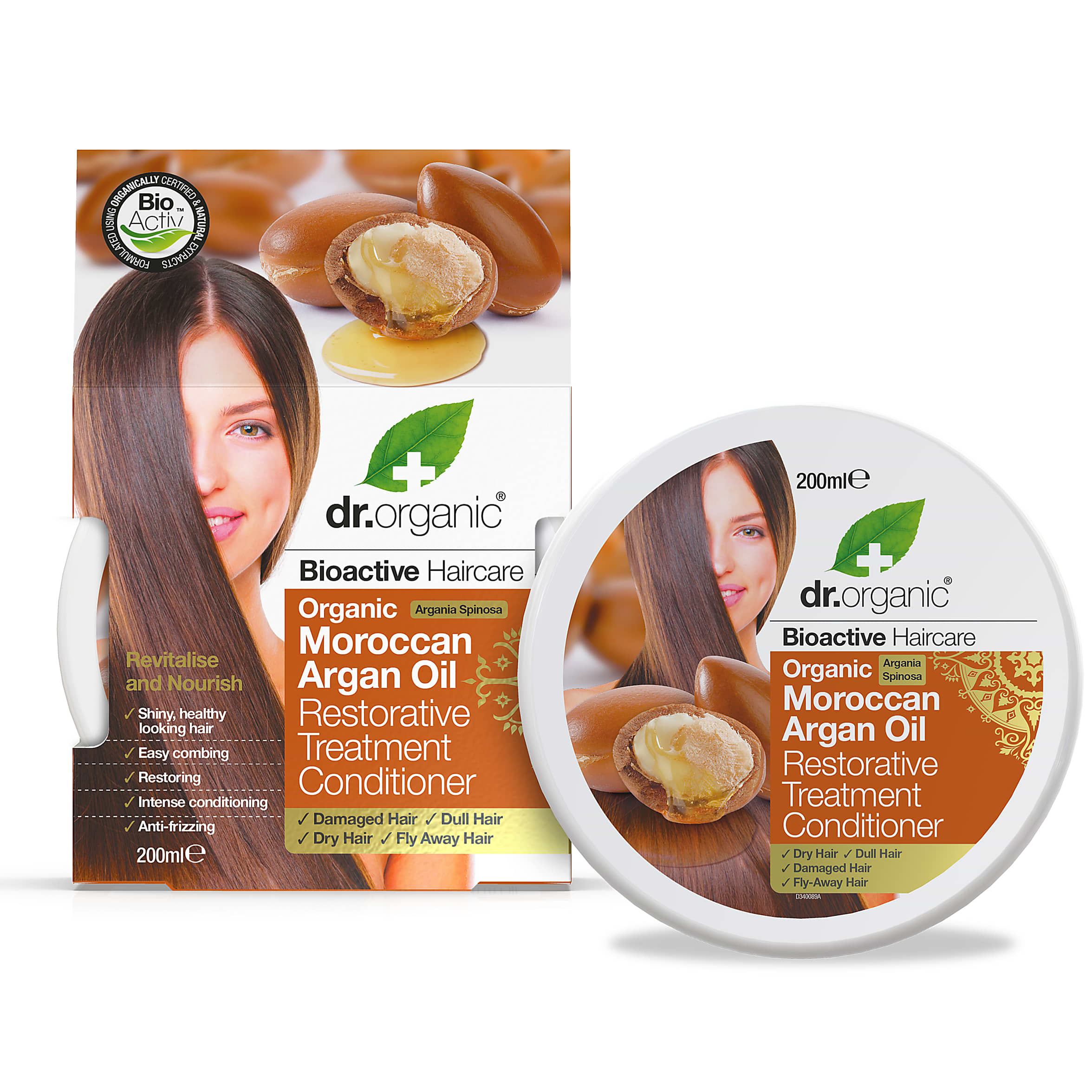 

Restorative balm-conditioner for hair with Moroccan argan oil Dr.Organic 200 ml