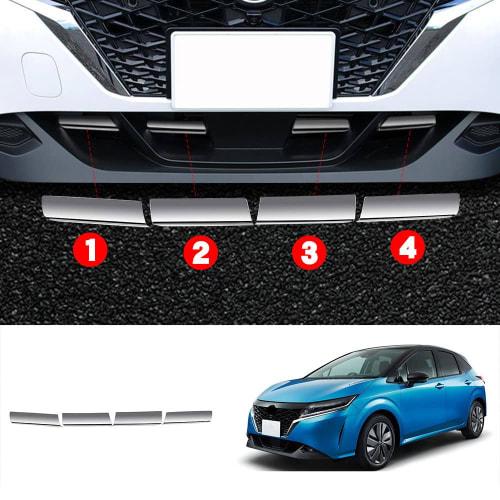 OKAYOHINN Nissan Note E13 Front Grill Garnish Bumper Protector Garnish Bumper Guard Protector Accessory Exterior Parts Stainless Steel 4PCS [Mirror Pl