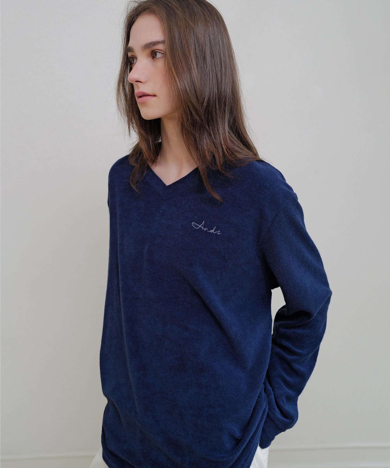 Annies Terry V-Neck Long Sleeve (Navy) Navy