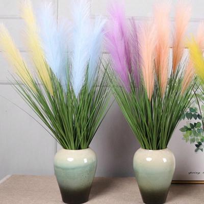 2 Bunches Artificial Pampas Greenery Plants with Reed Flower 85cm Faux Reed Grass Fake Shrubs Flower Bouquet Wheat Grass for Home Garden Wedding Decor