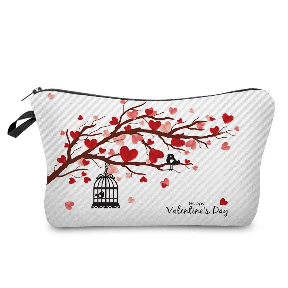 Women Hearts Print Cosmetic Bag Toiletries Organize Travel Storage Case KTB