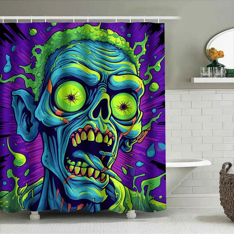

Tuniu Zombie Shower Curtain Cool Horror Graphic Art Spooky Halloween Decoration Funny Room Decor W60H190(CM)-1 Pcs