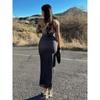 Western Style Women Clothes 2024 Summer New Fashion Wrap-around Gyaru Slim Fit Gradient Color Dress Double Layer