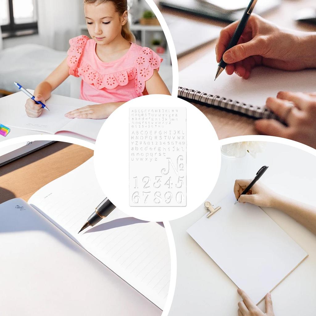 Journaling Stencils 4 Piece Rustproof Template Metal Stencils For Bullet Journaling For Tiny Letters Small Number Planner Habit