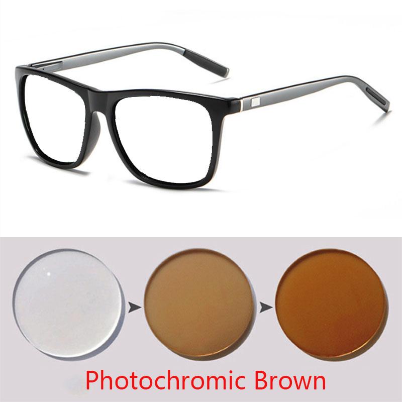 Modische quadratische Brille Herren Damen Aluminium-Magnesium Korrektionsbrille 0 -0,5 -1,0 -2,0 Bis -6,0