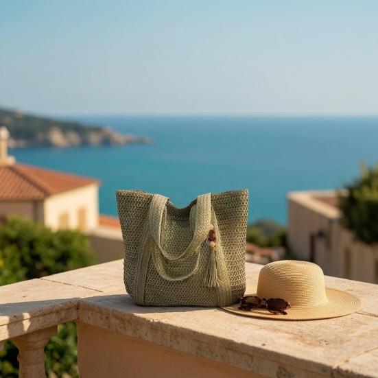Woven Shoulder Bag, Large Capacity Tote Bag, Commuter Shoulder Bag, Summer Beach Tote, Lightweight Purse for Women Vacation Street Work