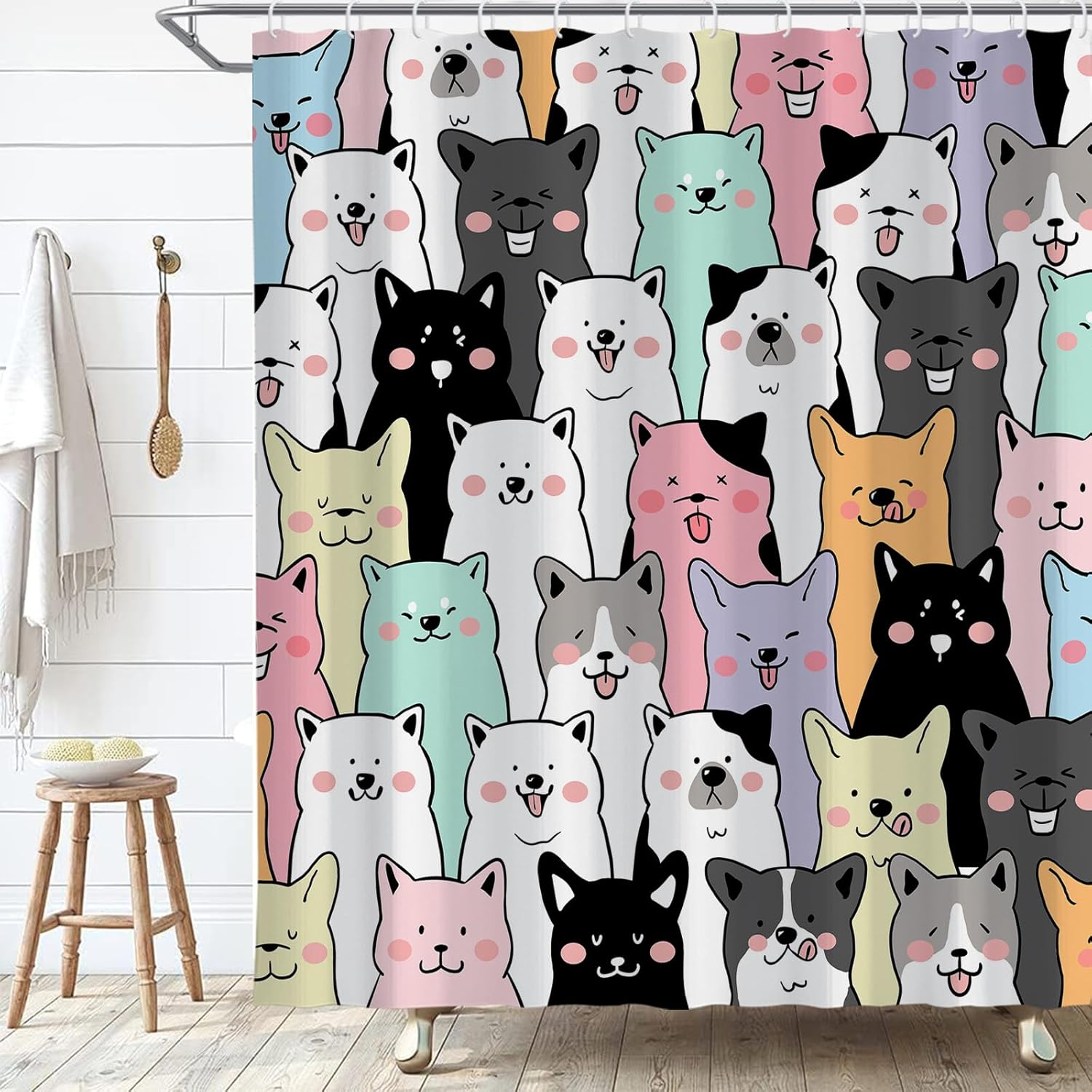 

Cat Shower Curtain,Cute Colorful Cat Shower Curtains For Bathroom,Trendy Funny For Adults Cat Shower Curtain Anime Waterproof 90x180cm