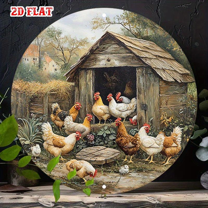 Kippenhok Boerderij Scène Blikken Bord Vintage Duurzaam Metalen Plaat Wanddecoratie Huis Kantoor Bar Man Cave Wandkunst