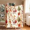 1pc Vintage Christmas Elements Themed Flannel Blanket - Large Size, Soft, Lightweight, and Warm, Suitable for All Seasons - Perfect for Beds, Sofas, O