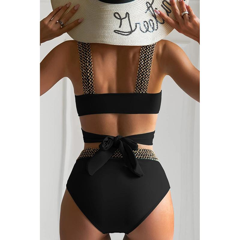 Sommer Push Up Frauen Klassische Badeanzug Hohe Taille Bikini Set Zwei Stücke Bademode Weiblichen Strand Badeanzug