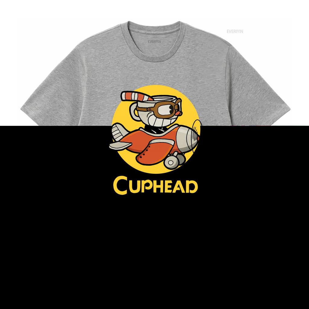 Cuphead T Shirt Flying Adventure Design for Gaming Fans Comfortable Cotton Vintage Washed Stylish Slightly Graphic
