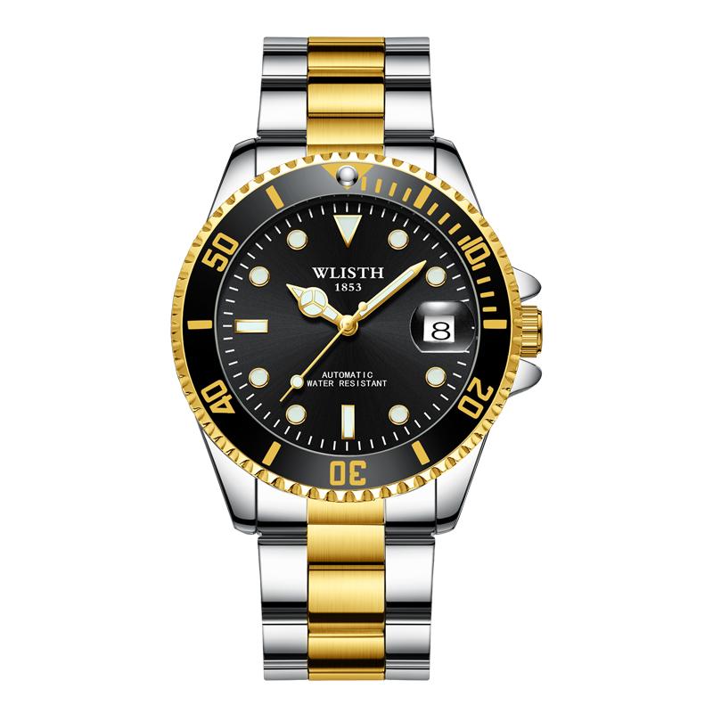 

Classic Trendy Water Ghost Watch Fashion Calendar Steel Belt Waterproof Men s Watch чёрный