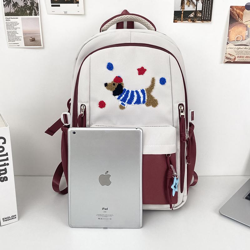 Cartoon-Rucksack mit Kontrastfarbe für Mittelschüler, leichter Schulrucksack, Damenrucksack mit großem Fassungsvermögen