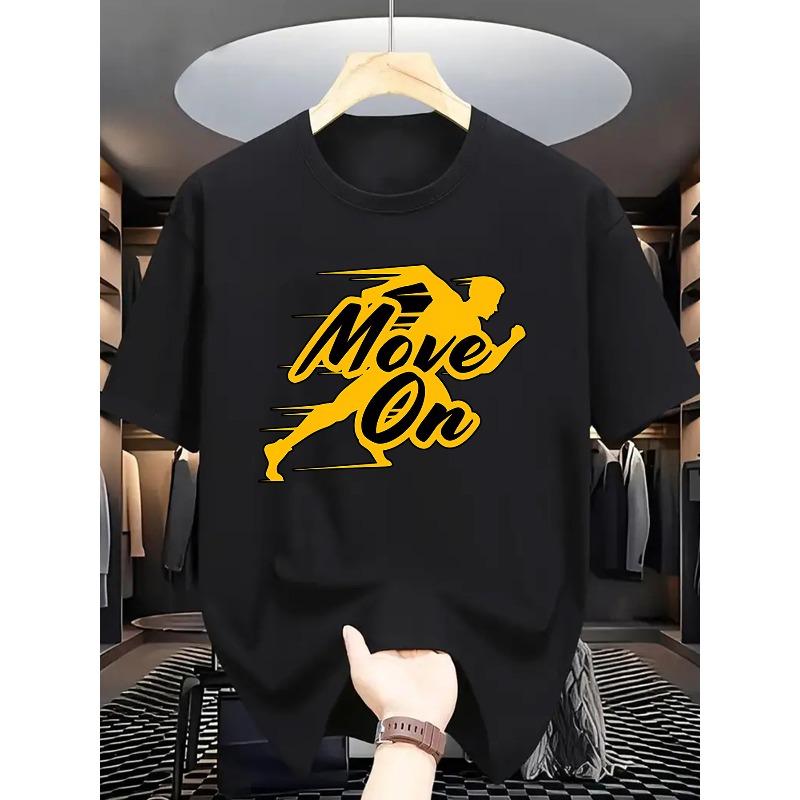 

Men S Summer Fashion T-Shirt,Casual Crew Neck, Slight Stretch, Knit Fabric, Regular Fit, Print Move On Graphic Tee for Adults 4XL