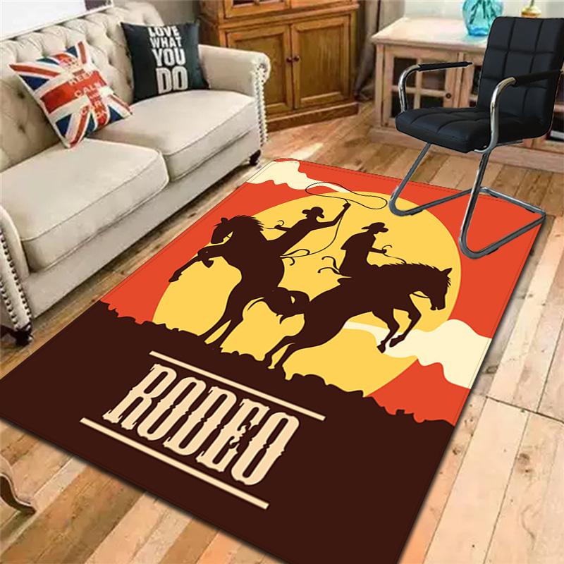 Sunset Cowboy Rug Floor Mat for Living Room or Bedroom Soft and Comfortable Carpet a Gift for Birthday and Holiday.ZFF0913396
