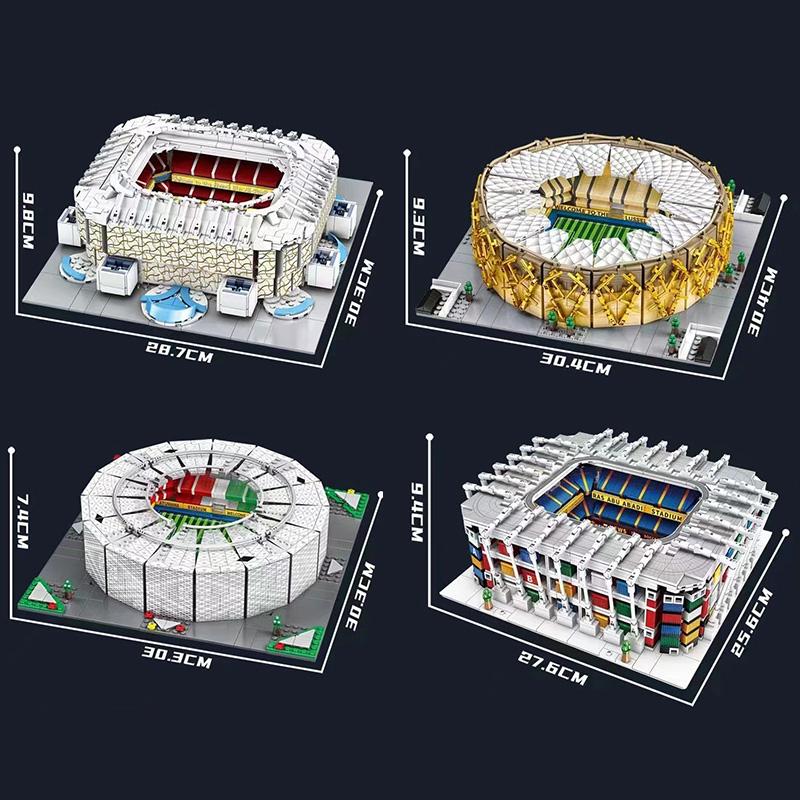 City Qatar Soccer Football Field Lusail Ras Abu Aboud Stadium Model Building Blocks Al Thumama Architecture MOC Bricks Toys Gift