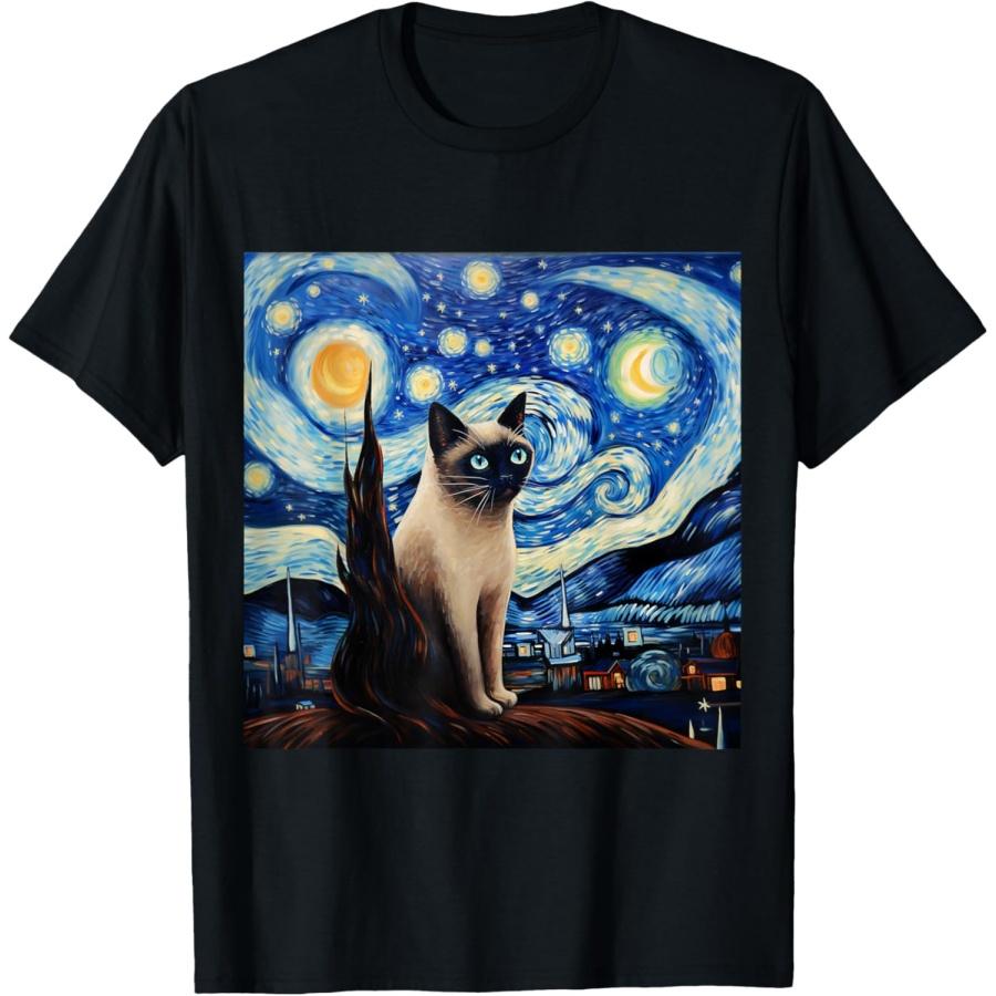 Siamese Cat Starry Night - Siamese Cat Starry Night Men Women Kids T-Shirt S