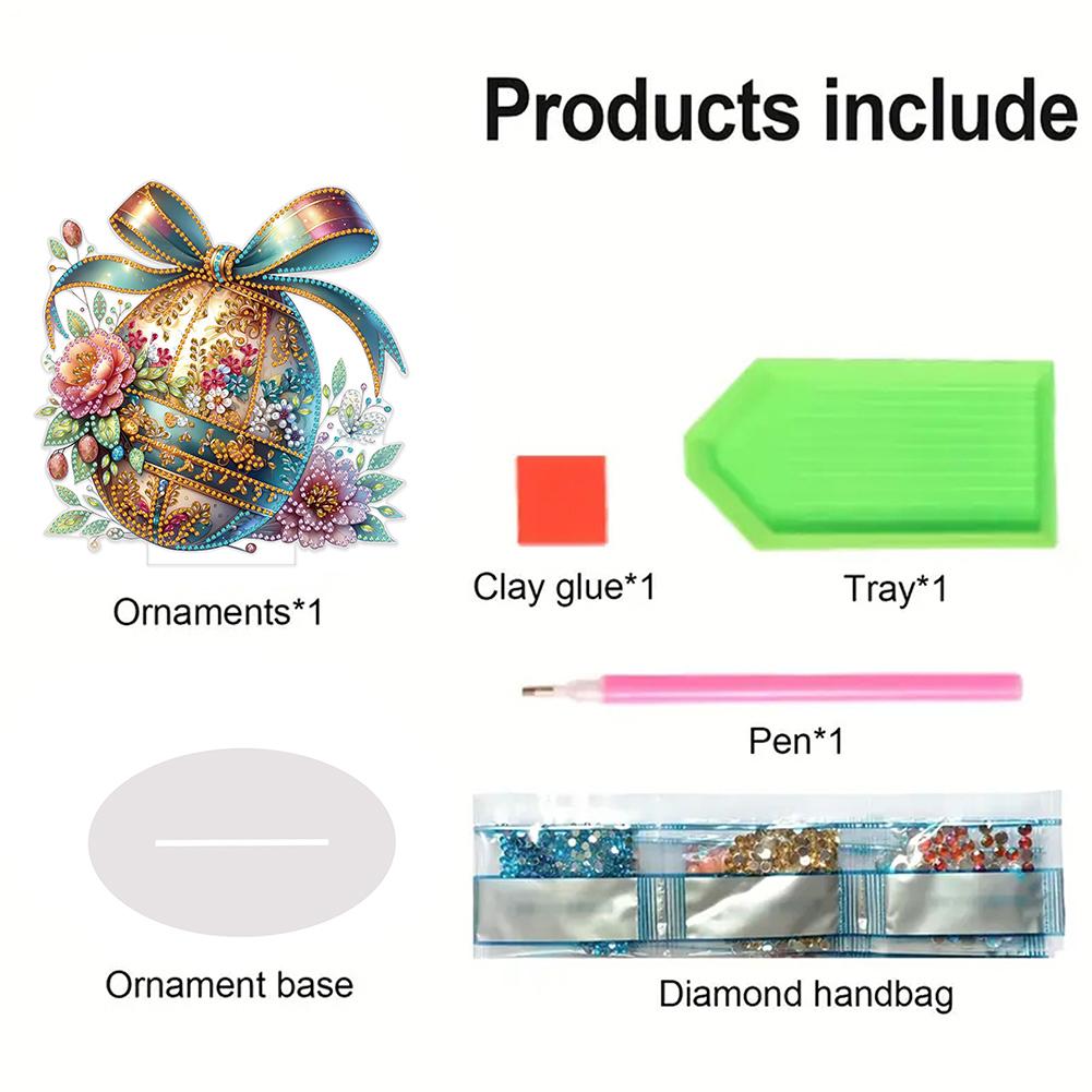 2D Flat Easter DIY Diamond Painting Desktop Ornaments Kit 5D DIY Diamond Art Tabletop Decorations for Home Office Desktop Decor