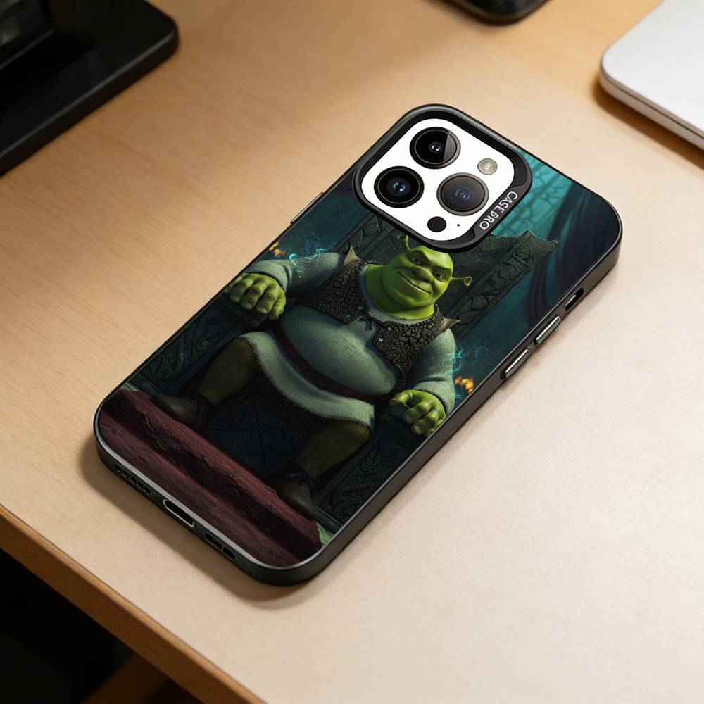 Cute S-Shrek Phone Case For iPhone 17,16,15,14,13,12,11 Plus,Pro Max,XS,Colored Silver Plated Inside Cover