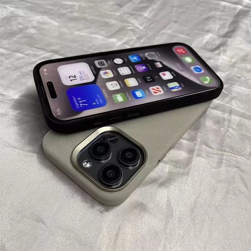 Ultra-fine Fiber Flannel Phone Case for iPhone 16 Pro Max - Fabric PC iPhone Cover with MagSafe Metal Frame Lens for Apple iPhone