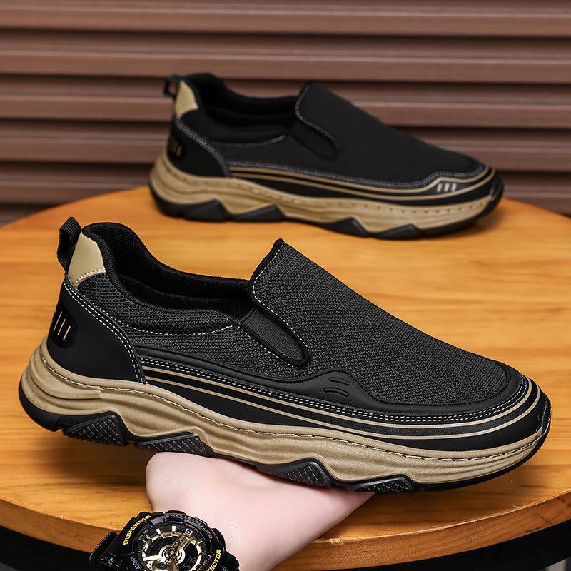 

One-pedal men s shoes 2025 summer new breathable mesh fashion outdoor leisure travel thick-soled comfortable lazy shoes 39