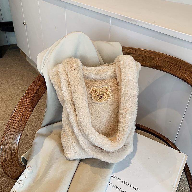 2025 Autumn and Winter New High-value Plush Bag Bucket Bag Large-capacity Portable Shoulder Bag Tote Bag Women's Fashion