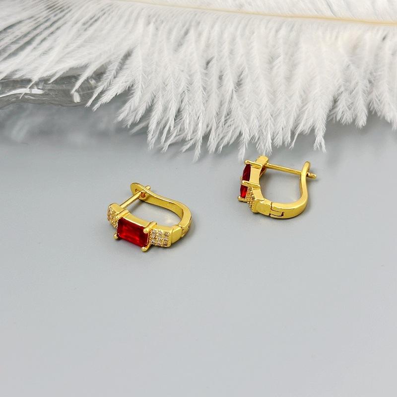Manufacturer'S Supply Exquisite Temperament Color Zircon U-Shaped Ear Buckle Women'S Simple Niche Earrings In Stock