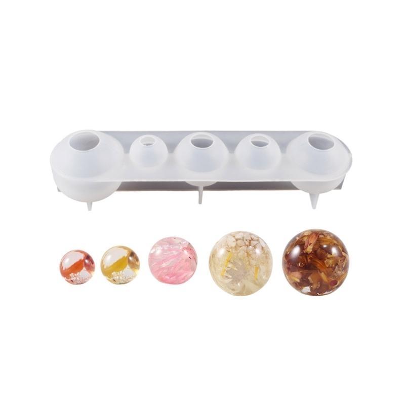 

20 25 30 35 40mm 5-Cavity Sphere Molds for Resin Round Ball Resin Mold Silicone Orbs Mold for Jewellery Making білий