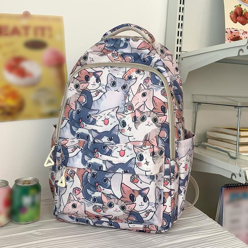 Νέο Σακίδιο Πλάτης με Εκτύπωση Γάτας Κινουμένων Σχεδίων Μεγάλης Χωρητικότητας Πολλαπλών Στρώσεων Ελαφρύ Προστασίας Ράχης Αδιάβροχο Σχολικό Σακίδιο Καθημερινό Σακίδιο Joker