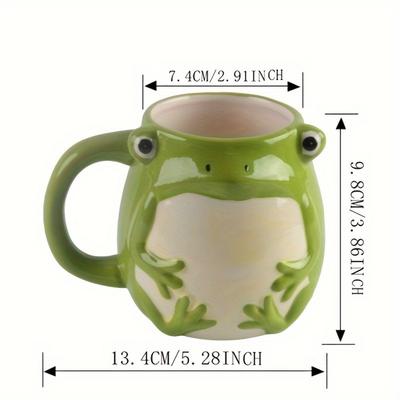 Frosch Kaffeetasse Grün Porzellan Keramiktasse mit Henkel Lustige Neuheitstasse Geschenk für Frauen Männer Geburtstag Festival Weihnachten
