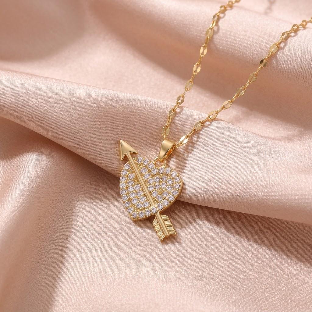 Women's Japanese Korean Style Zircon Heart-shaped Necklace