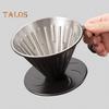 Coffee Filter Cone Stainless Steel Hand Drip Pour Over Coffee Funnel with Spiral Ribs Dishwasher Safe V-Shaped Coffee Filter for Most Coffee Makers