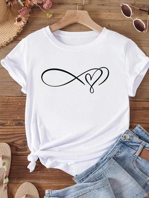 (Asian Size) Women T Shirt Sweet Love Style Trend 90s Short Sleeve Tee Top Clothing Fashion Print Lady Casual Female Graphic T-shirts