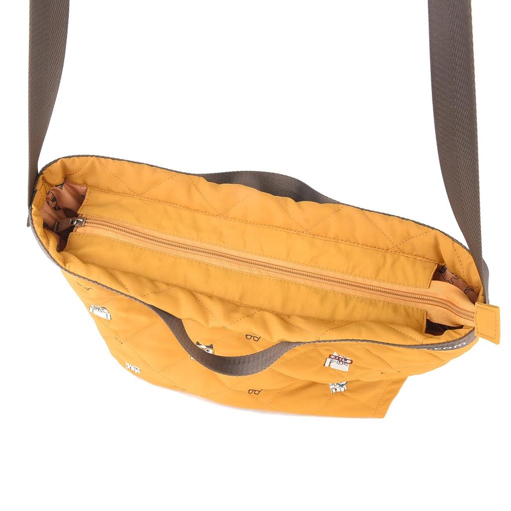 Kusguru Japan Women's Water-Repellent Quilted Polyester Shoulder Tote Bag, 247674, Mustard