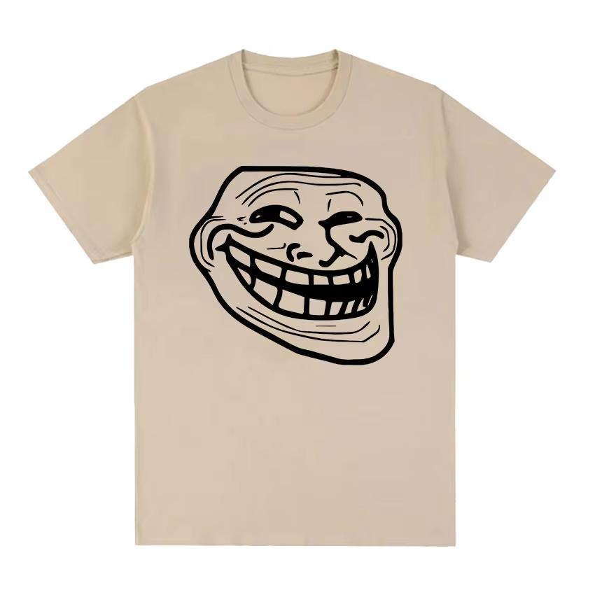 Short Sleeve Cotton Tshirts for Unisex and Women Funny Memes Retro Fashion Troll Face Angry Unisex Harajuku Streetwear