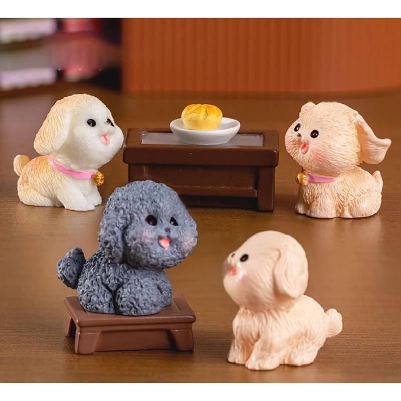 Cute Resin Dog Figurine Collection Miniature Office Desk Decor Blind Box Set
