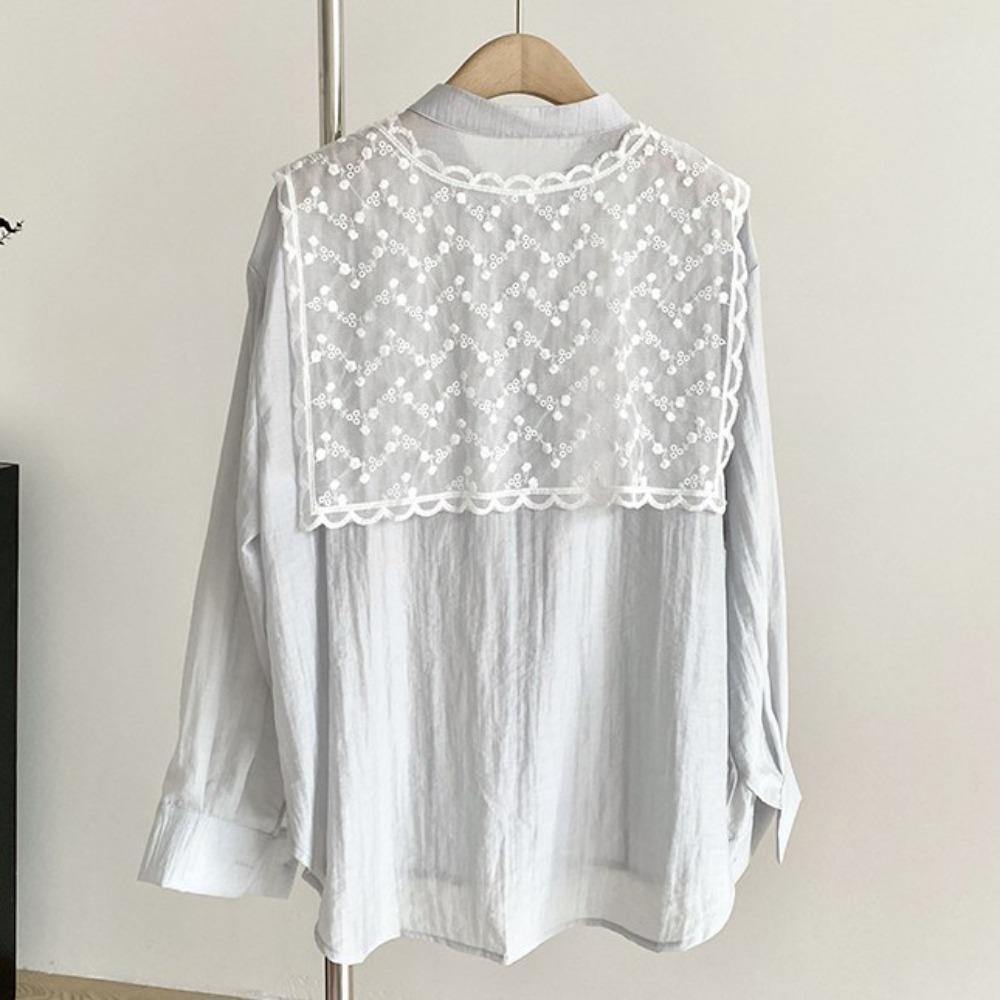 Embroidery Flower Fake Collar Shawl Translucence Protect Neck Scarf Lace Neck Guard Scarf  Female