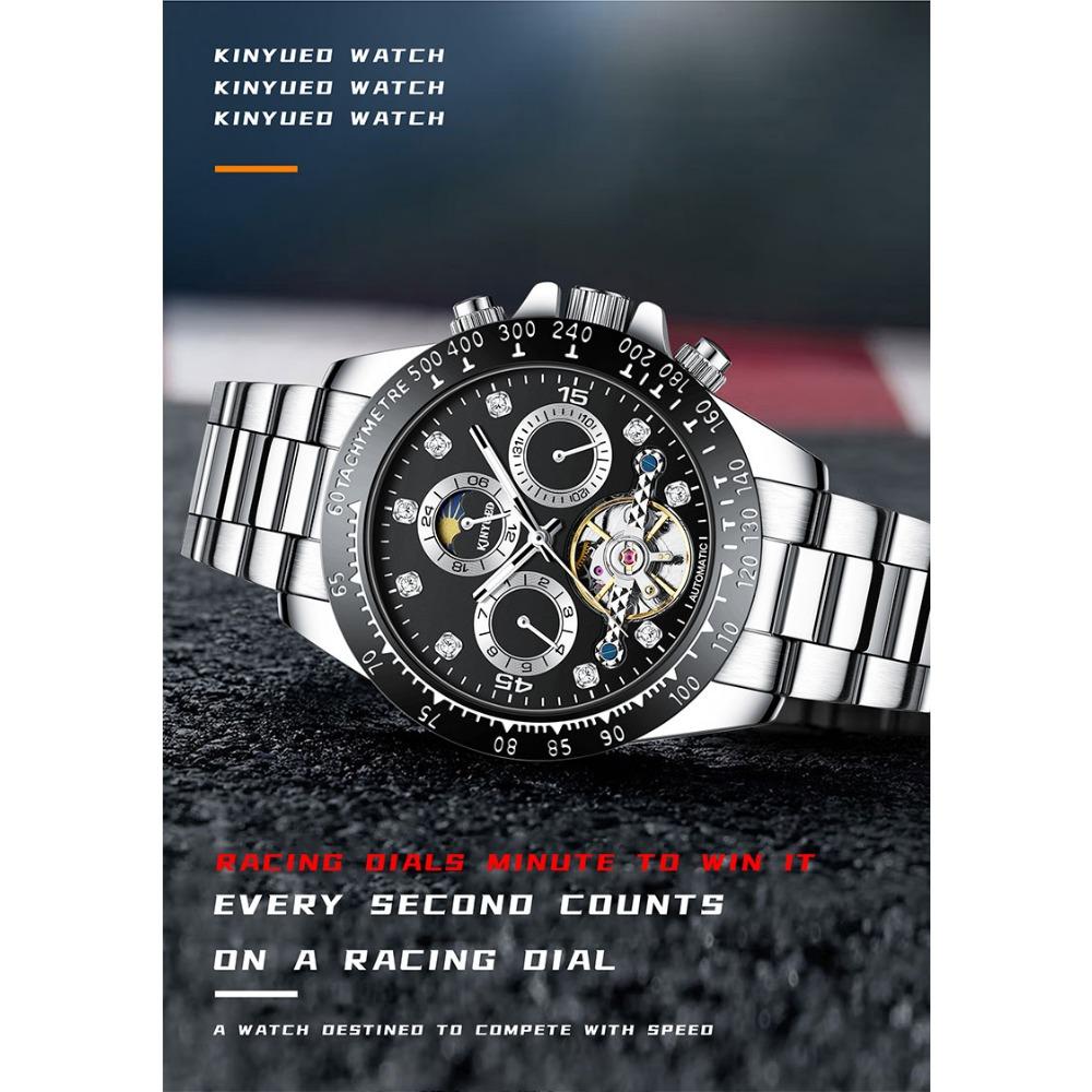 KINYUED  2026 New Men's Automatic Mechanical Watch Stainless Steel Waterproof Watch