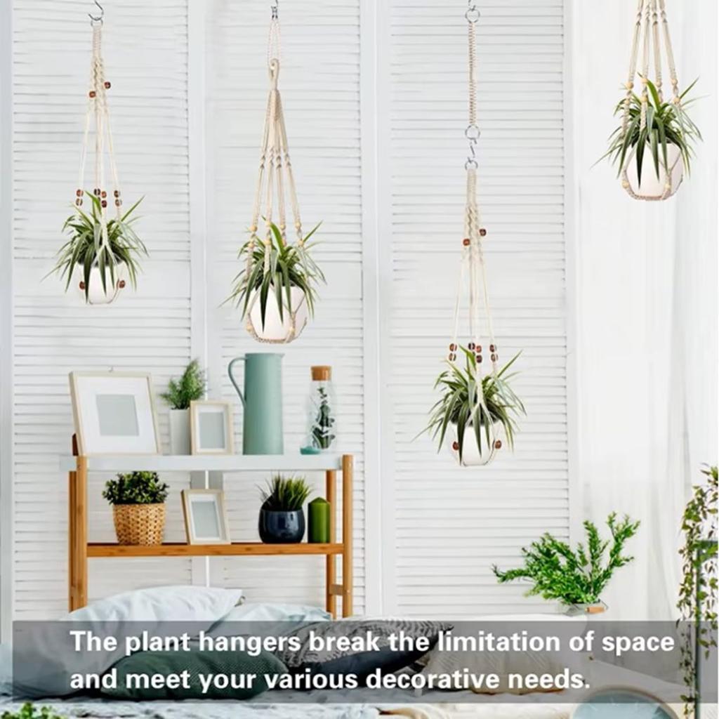 NOELAMOUR Hanging Planter Plant Hanger Macrame Hanging Planter for Houseplants (2 Pieces, Ivory)