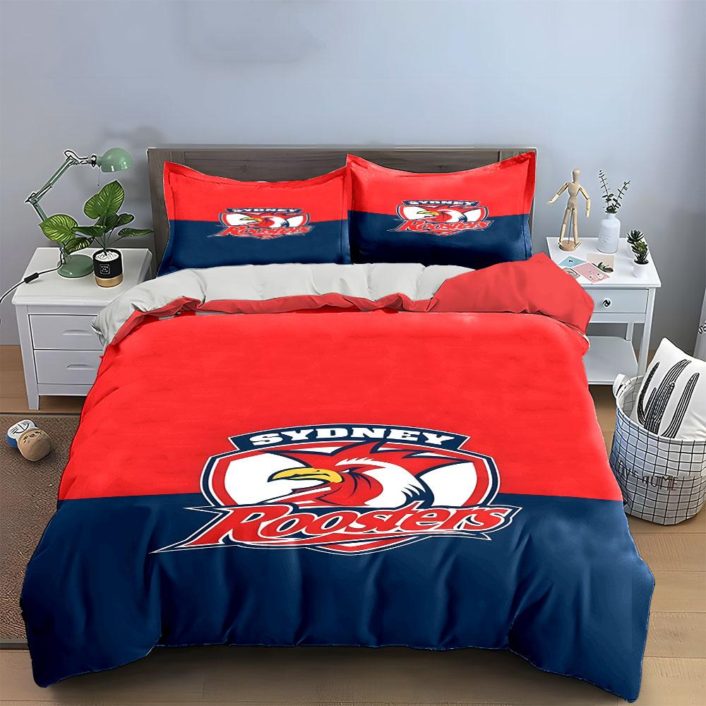Sydney Roosters Logo Bedding Design Print Bedding Set Duvet Cover Pillowcases (1* Duvet Cover 2* Pillowcases Do Not Include Comforter)