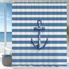 Modern Blue Stripes Printed Polyester Shower Curtain Bathroom Curtain,Hanging Curtain 12 Hooks Decoration Machine Washable