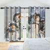 Winter Snow Scenery Blackout Curtains Snowman Pine Forest Pattern Bedroom Living Room Darkening Noise-reducing Window Curtain