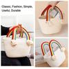 Handmade Cotton Rope Woven Handbag, Rainbow Cloud Pattern Storage Basket, Multifunctional Cosmetic Organizer Portable Picnic Fruit Basket