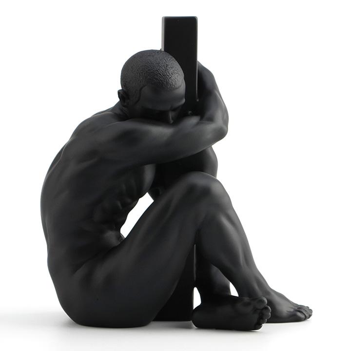 Black Figure Sculpture Room Aesthetic Decor Creative Character Resins Crafts Abstract Figures Statue Desk Decoration Miniatures