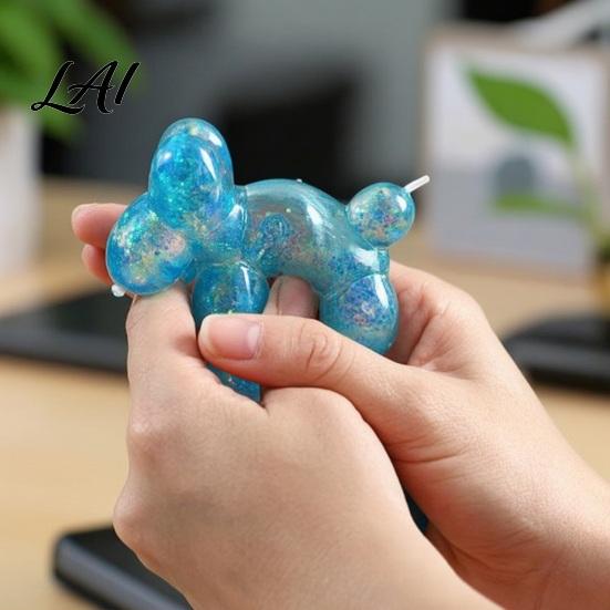Balloon Dog Squeeze Toy Stress Relieving Toy Soft Glitter Clear Puppy Fidget Sensory for Anxiety Relief