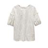 Summer Shirts Hook Flower Short Sleeve Lace Shirt White Top Women Fashion Blouse