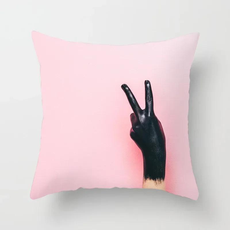 Home Decor Pink Tropical Leaves Pillowcase Bedroom Sofa Cushion Cover Geometric